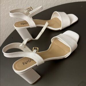 Naturalizer White Strappy Block Heels